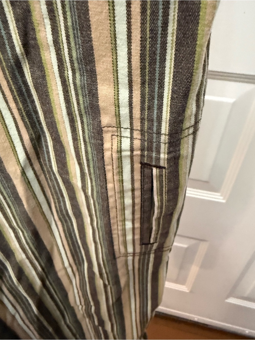 Ann Taylor Striped Cropped Cargo Pants in Brown and Green - Picture 6 of 11